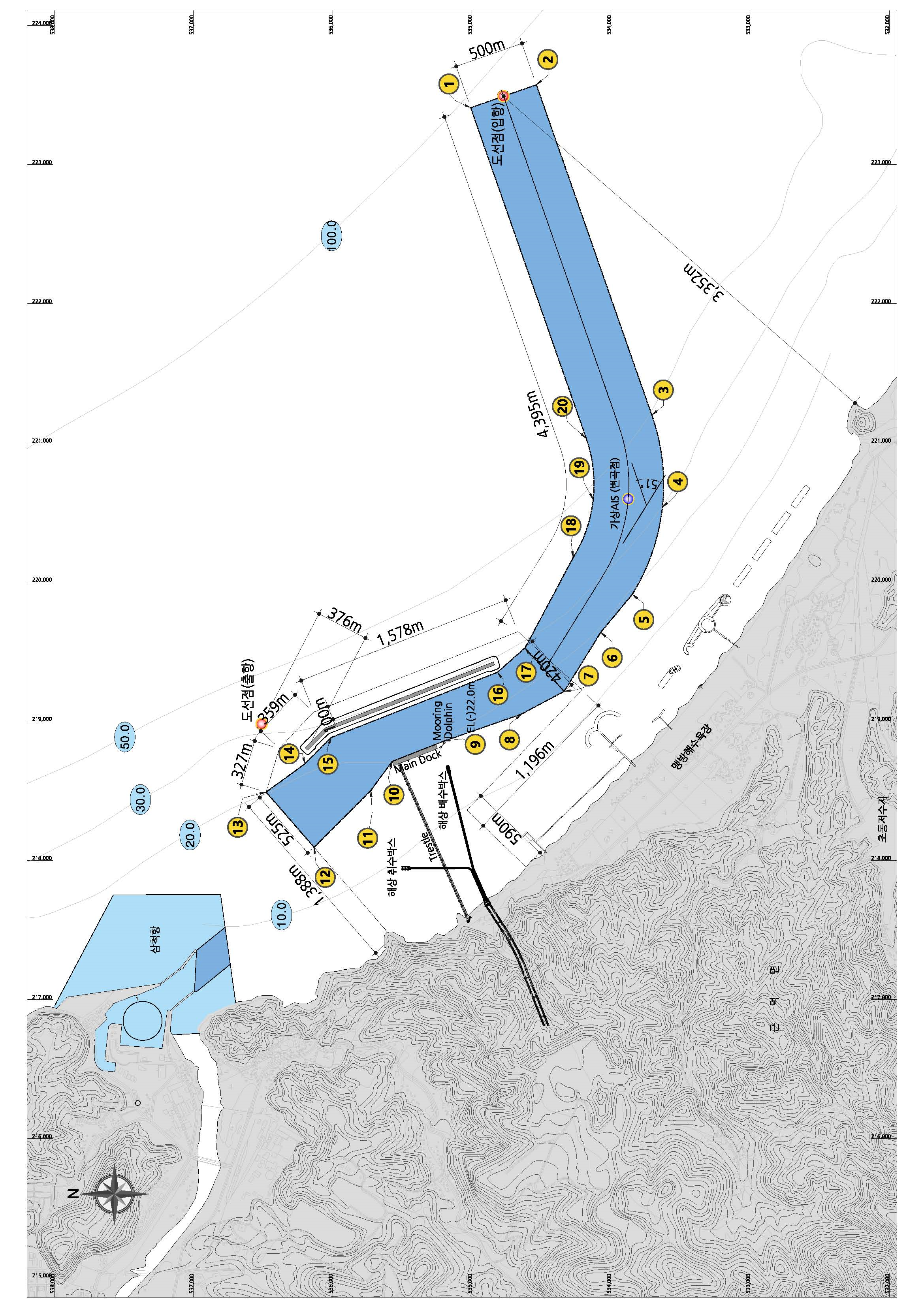 삼척맹방화력발전소 항만시설 지도